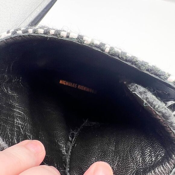 NWT Nicholas Kirkwood Casati Plaid Tweed Pearl Combat Boots 39.5 - Picture 9 of 11